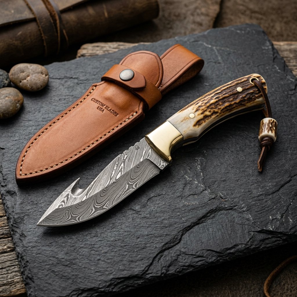 Vanguard Damascus Skinner & Gut Hook Blade